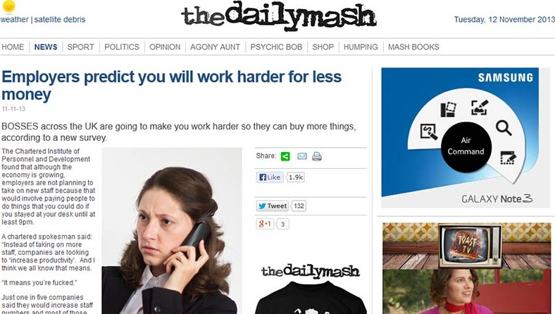 Daily Mash: Employers predict you will work harder for less money