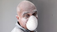 Builder covered with dust
