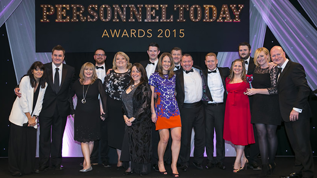 Virgin Money collect their trophy for Innovation in Recruitment trophy in 2015