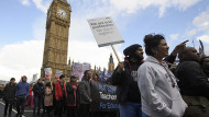 Doctors and supporters march last week outside Parliament, where the Trade Union Act received royal assent yesterday. Ben Cawthra/REX/Shutterstock