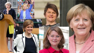 Clockwise from left: Theresa May, Hillary Clinton, Arlene Foster, Angela Merkel, Leanne Wood and Nicola Sturgeon. Photos: Jonathan Hordle/Bryce Vickmark/ZUMA Wire/BPI/NIVIERE/SIPA/Tracey Paddison/REX/Shutterstock