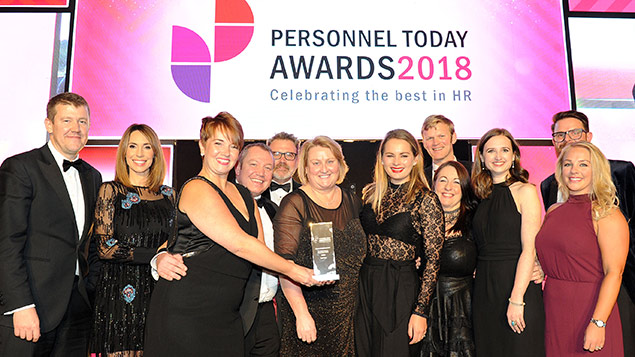 The Virgin Money team receives its Diversity and Inclusion (Private Sector) Award at the 2018 Personnel Today Awards ceremony
