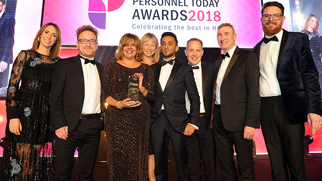 Members of the HM Land Registry team receive their Excellence in Public Service prize at the Personnel Today Awards 2018.