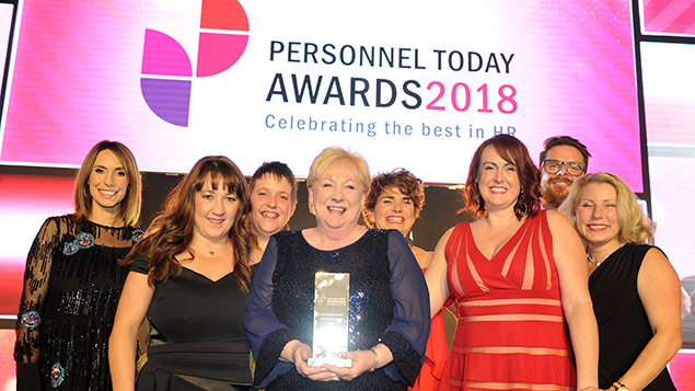 The Johnsons Apparelmaster team collect their Talent Management Award at the Personnel Today Awards 2018