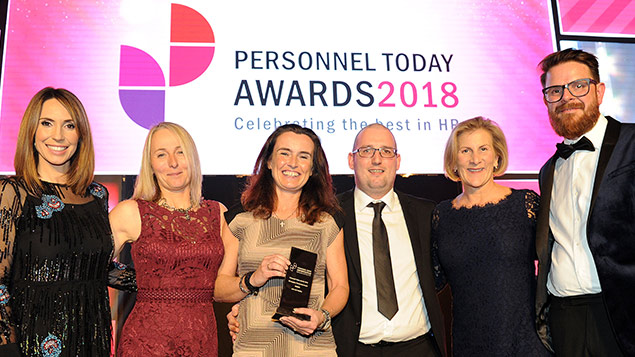 The team from Let's Get Healthy collect their HR Supplier Partnership Award at the Personnel Today Awards 2018