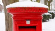 Postbox Royal Mail with snow on top