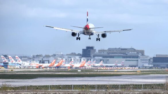 Aircraft landing at airport
