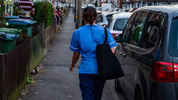 social care nurse going to work