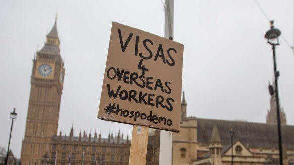 A protest outside UK Parliament