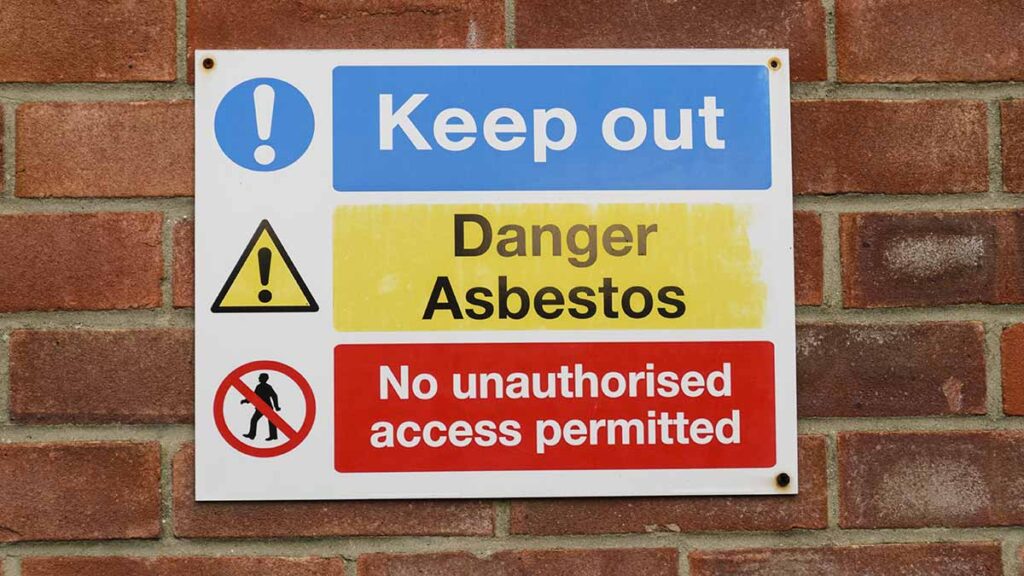 Asbestos danger sign and occupational hygiene