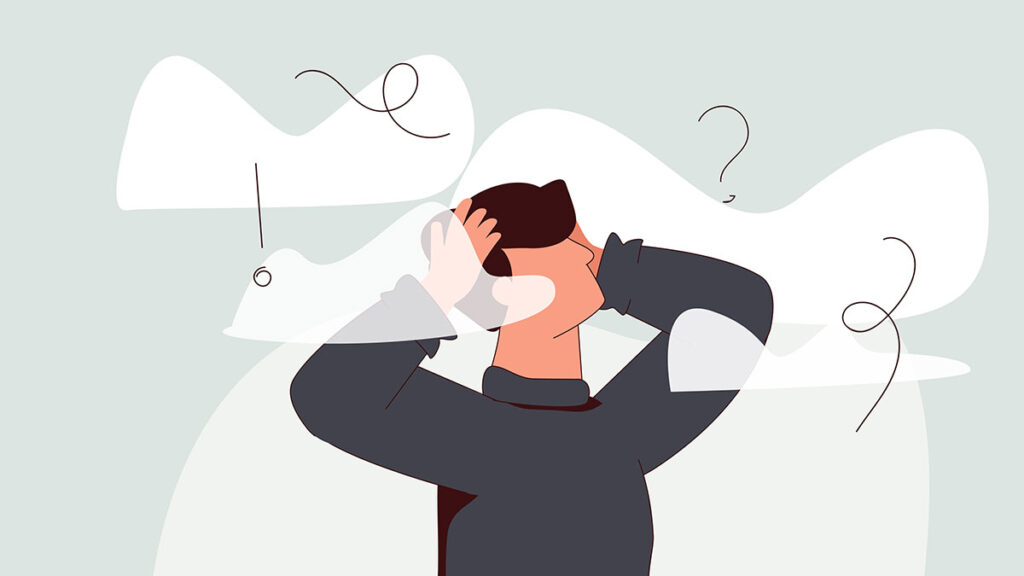 An illustration of a man experiencing brain fog
