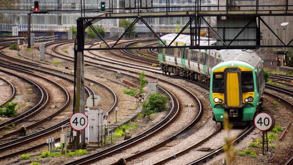 A train on rail tracks