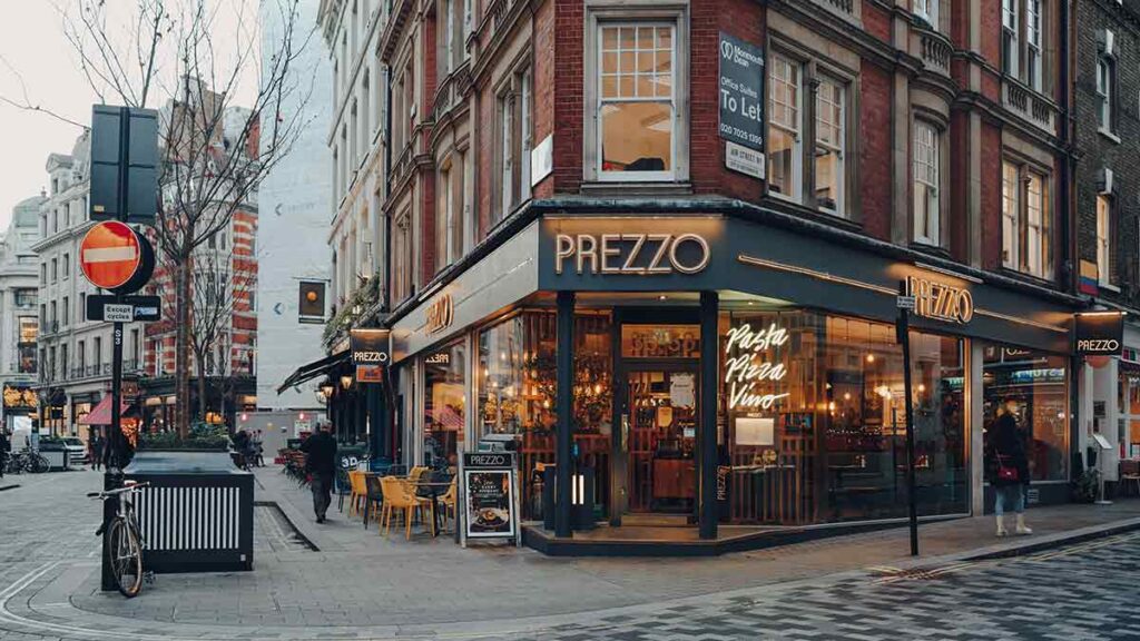 A Prezzo restaurant in London; not one of the closures listed.
