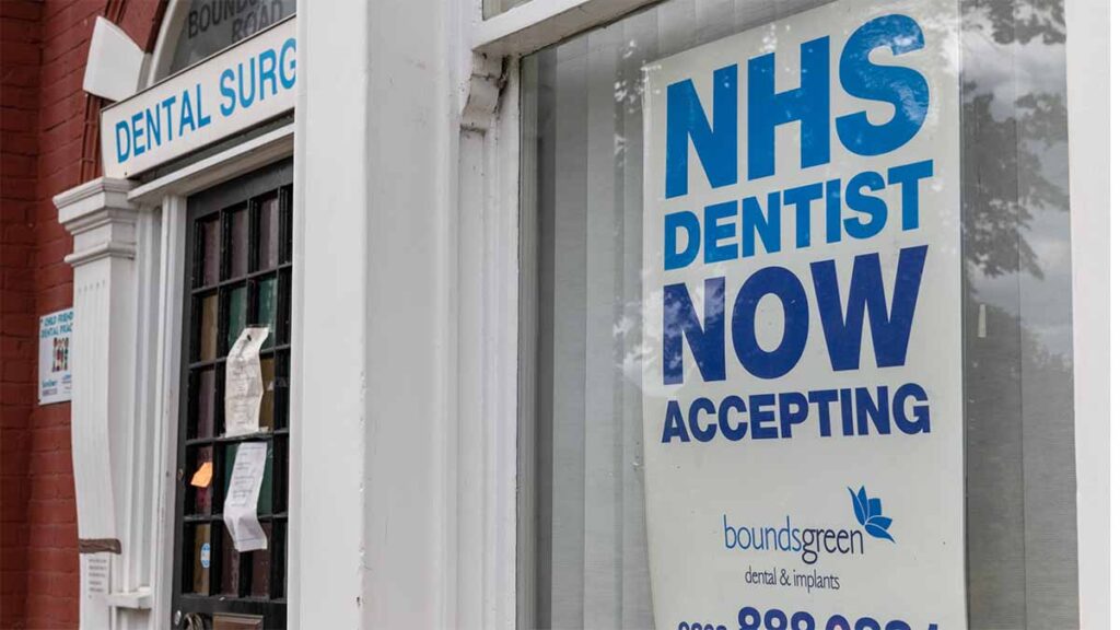 NHS dentistry: a sign for an NHS dentist