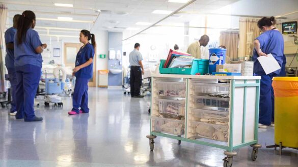 Nurses, pictured in on a ward, are leaving the profession earlier