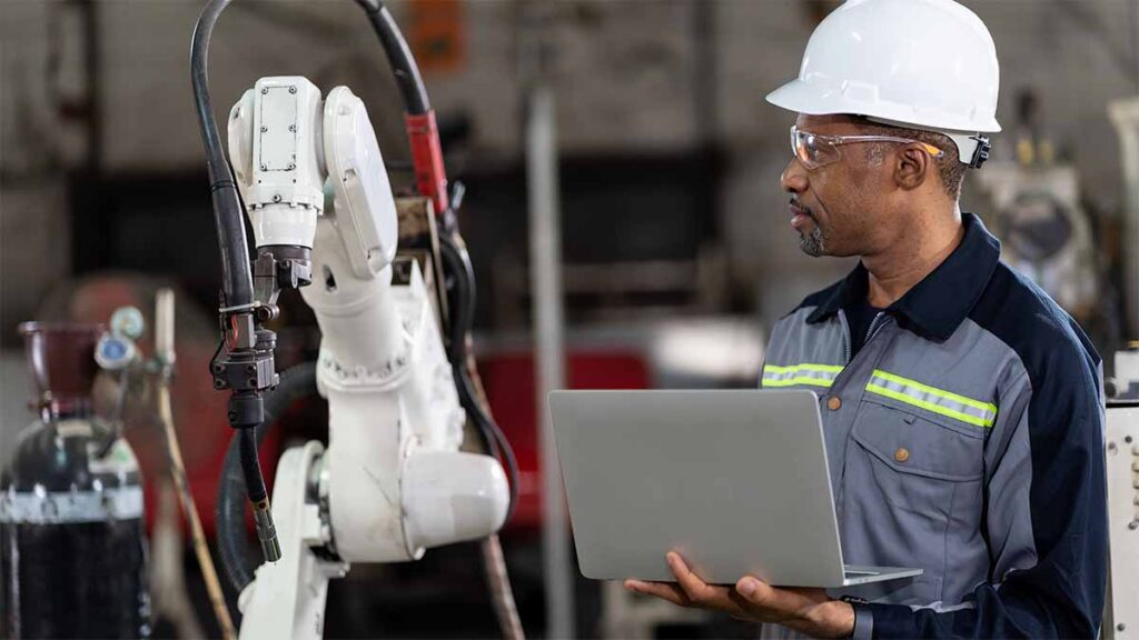 A workers using robotics