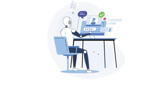 AI in recruitment: picture shows robot selecting candidates.