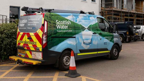 Scottish Water strike. Photo shows a Scottish Water van.
