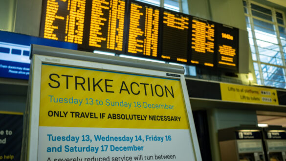 A train board showing cancelled trains
