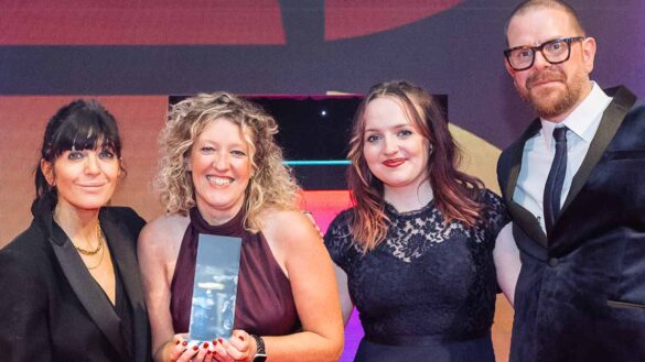 Virgin Media O2 collect the Early Careers trophy at the 2023 Personnel Today Awards for which they also received the Overall Winner prize. Photo: Leo Johnson
