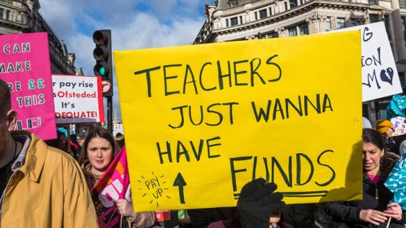 Teachers on strike in February 2023