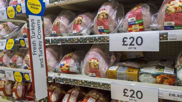 Seasonal job postings: Photo shows turkeys on sale in Tesco.