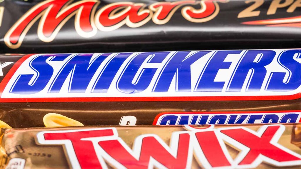 Mars, Snickers and Twix bars