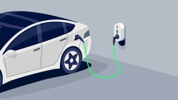 EV salary sacrifice car scheme: Images shows an EV plugged in for a charge.