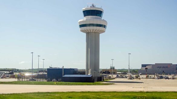 The air traffic control control tower at Gatwick Airport. NATS CEO has defended engineers working from home. Photo: BasPhoto / Shutterstock