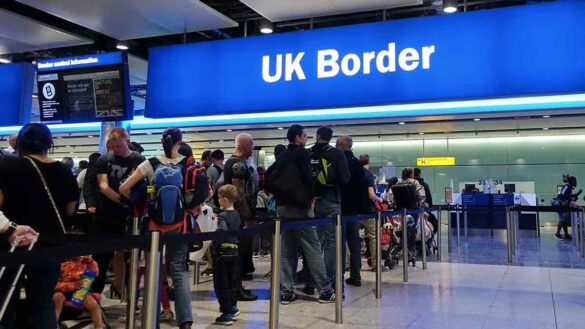Who is on strike and when? Border Force workers at Heathrow are walking out from 29 April to 3 May. Picture shows people queuing at Passport Control.