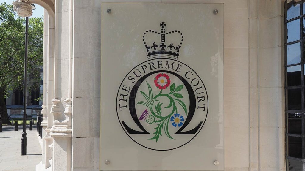 UK Supreme Court sign