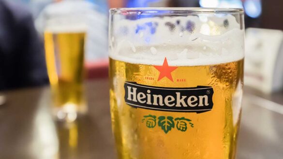 A pint of Heineken lager