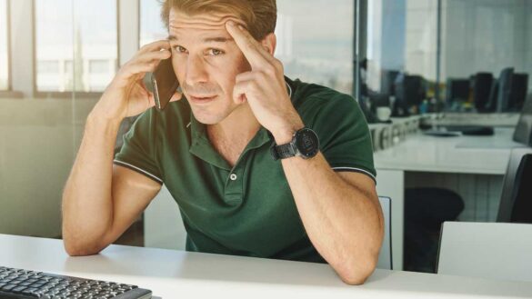 Man on phone in office