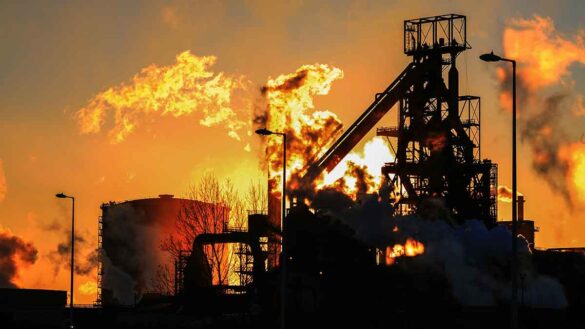 Tata steel action: photos shows sun setting behind Port Talbot steelworks