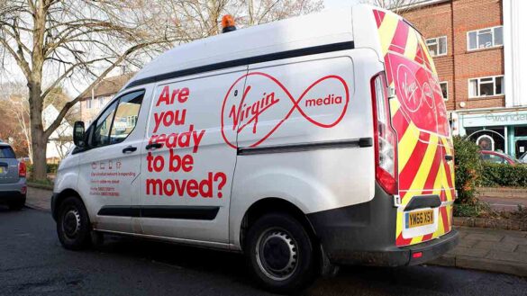 Virgin Media pension scheme. Image shows a VM van.