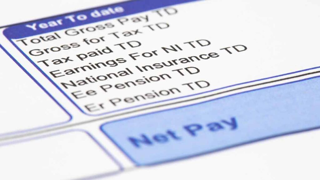 Image of a payslip illustrating wage growth in ONS Labour Market Statistics, July 2024
