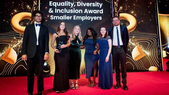 The team from IRIS Software Group collecting their EDI trophy at the Personnel Today Awards 2024