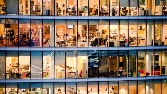 Workers in an office block