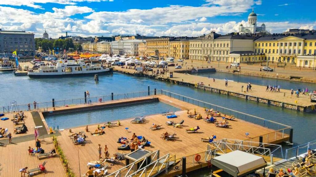 Helsinki sunny day sunbathing