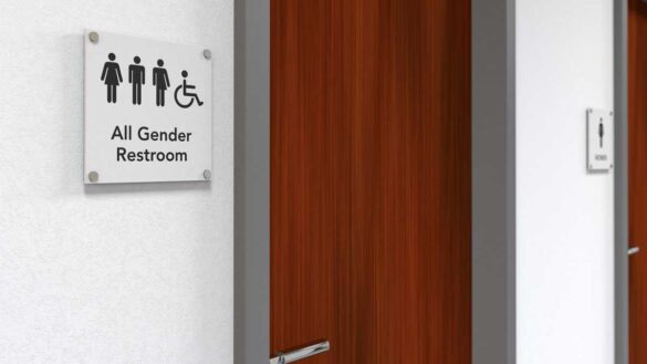 Single sex toilets EHRC update guidance. Photo shows a gender neutral toilet.