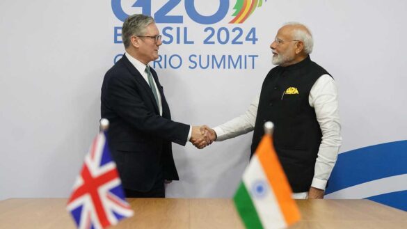 UK-India trade deal NICs. Photo shows Sir Keir Starmer with Indian prime minister Narendra Modi at November's G20 summit in Brazil.