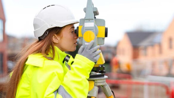 Higher-level apprenticeship funding limited to under-22s. Photo shows a young woman on a construction site.