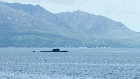 Submarine jobs. Photo shows a submarine in the sea in Scotland.