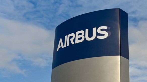 Airbus strikes, September 2025. Photo shows Airbus sign at Broughton, north Wales.